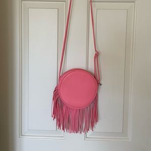 Coral orange crossbody bag with fringe